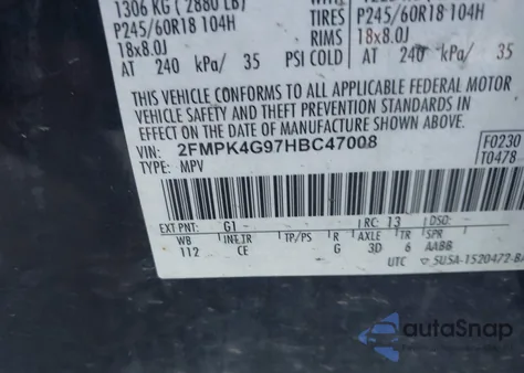 2017 Ford Edge Se из США, поврежденный, VIN 2FMPK4G97HBC47008